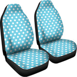 Cyan And White Polka Dot Pattern Print Universal Fit Car Seat Covers 102422