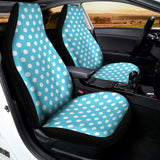 Cyan And White Polka Dot Pattern Print Universal Fit Car Seat Covers 102422