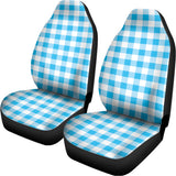 Cyan Blue And White Gingham Print Universal Fit Car Seat Covers 102422