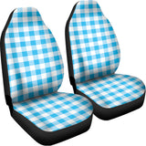Cyan Blue And White Gingham Print Universal Fit Car Seat Covers 102422