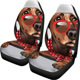 Dachshund With Red Sunglasses Print Universal Fit Car Seat Covers 102422