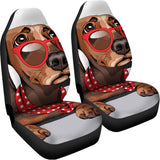 Dachshund With Red Sunglasses Print Universal Fit Car Seat Covers 102422
