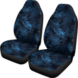 Dark Blue Tropical Leaf Pattern Print Universal Fit Car Seat Covers 102422