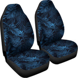 Dark Blue Tropical Leaf Pattern Print Universal Fit Car Seat Covers 102422
