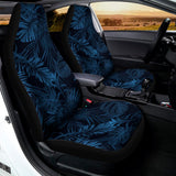 Dark Blue Tropical Leaf Pattern Print Universal Fit Car Seat Covers 102422
