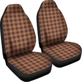Dark Brown Check Pattern Print Universal Fit Car Seat Covers 102422