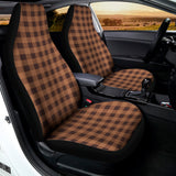 Dark Brown Check Pattern Print Universal Fit Car Seat Covers 102422