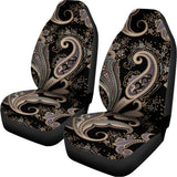 Dark Brown Paisley Pattern Print Universal Fit Car Seat Covers 102422