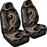 Dark Brown Paisley Pattern Print Universal Fit Car Seat Covers 102422