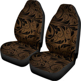 Dark Brown Western Damask Print Universal Fit Car Seat Covers 102422