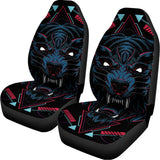 Dark Geometric Wolf Print Universal Fit Car Seat Covers 102422