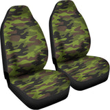 Dark Green And Black Camouflage Print Universal Fit Car Seat Covers 102422