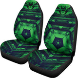 Dark Green Kaleidoscope Print Universal Fit Car Seat Covers 102422