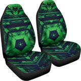 Dark Green Kaleidoscope Print Universal Fit Car Seat Covers 102422