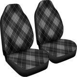 Dark Grey Argyle Pattern Print Universal Fit Car Seat Covers 102422