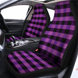 Dark Purple Check Pattern Print Universal Fit Car Seat Covers 102422