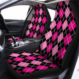Deep Pink And Black Argyle Pattern Print Universal Fit Car Seat Covers 102422