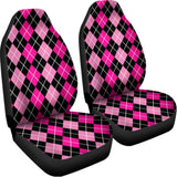 Deep Pink And Black Argyle Pattern Print Universal Fit Car Seat Covers 102422