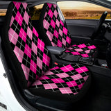 Deep Pink And Black Argyle Pattern Print Universal Fit Car Seat Covers 102422