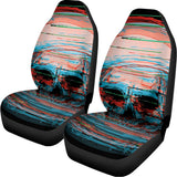 Digital Glitch Astronaut Skull Print Universal Fit Car Seat Covers 102422