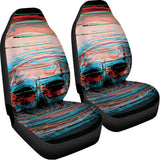 Digital Glitch Astronaut Skull Print Universal Fit Car Seat Covers 102422