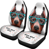 Dobermann With Glasses Print Universal Fit Car Seat Covers 102422