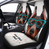 Dobermann With Glasses Print Universal Fit Car Seat Covers 102422