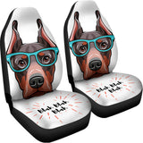 Dobermann With Glasses Print Universal Fit Car Seat Covers 102422