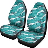 Dolphin Riding Waves Pattern Print Universal Fit Car Seat Covers 102422