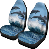 Dolphins Jumping Over Waves Print Universal Fit Car Seat Covers 102422