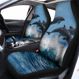 Dolphins Jumping Over Waves Print Universal Fit Car Seat Covers 102422