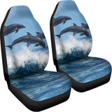 Dolphins Jumping Over Waves Print Universal Fit Car Seat Covers 102422