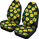 Drawing Daffodil Flower Pattern Print Universal Fit Car Seat Covers 102422