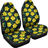 Drawing Daffodil Flower Pattern Print Universal Fit Car Seat Covers 102422