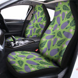 Eggplant With Leaves And Flowers Print Universal Fit Car Seat Covers 102422