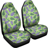 Eggplant With Leaves And Flowers Print Universal Fit Car Seat Covers 102422