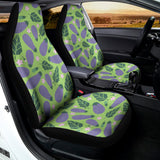 Eggplant With Leaves And Flowers Print Universal Fit Car Seat Covers 102422