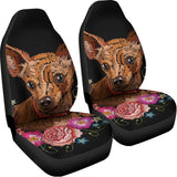 Embroidery Chihuahua And Flower Print Universal Fit Car Seat Covers 102422