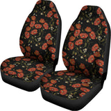 Embroidery Poppy Pattern Print Universal Fit Car Seat Covers 102422