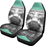 English Bulldog With Glasses Print Universal Fit Car Seat Covers 102422