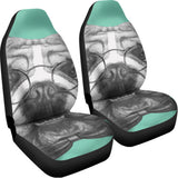 English Bulldog With Glasses Print Universal Fit Car Seat Covers 102422