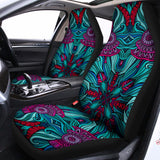 Ethnic Teal Bohemian Pattern Print Universal Fit Car Seat Covers 102422