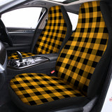 Fire Yellow Buffalo Check Pattern Print Universal Fit Car Seat Covers 102422
