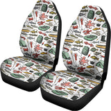 Fishing Equipment Pattern Print Universal Fit Car Seat Covers 102422