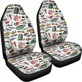 Fishing Equipment Pattern Print Universal Fit Car Seat Covers 102422
