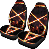 Flame Satanic Pentagram Print Universal Fit Car Seat Covers 102422