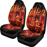 Flaming Evil Skull Print Universal Fit Car Seat Covers 102422