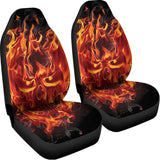 Flaming Evil Skull Print Universal Fit Car Seat Covers 102422