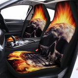 Flaming Skull And Cross Wrench Print Universal Fit Car Seat Covers 102422