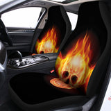 Flaming Skull With Fire Wings Print Universal Fit Car Seat Covers 102422